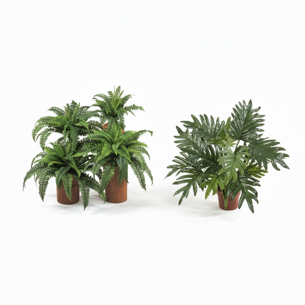 Кусты и папоротники